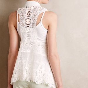 Anthropologie - Meadow Rue White Draped Lace Vest
